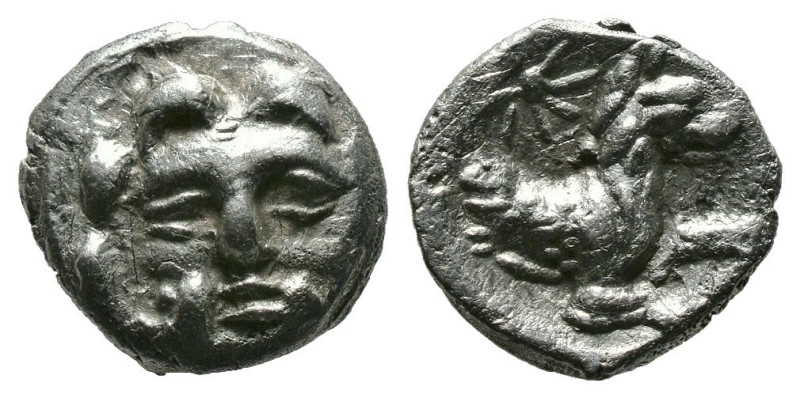 Lykaonia, Laranda AR Obol. Circa 324-323 BC. 
Facing head of Herakles, with club...