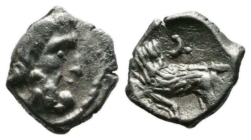 LYCAONIA. Laranda. Obol (Circa 324/3 BC).
Head of Herakles right.
Rev: Forepart ...