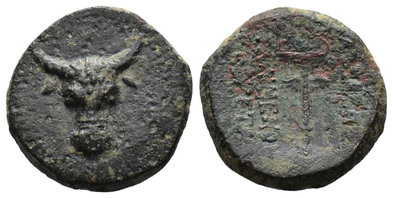 KINGS of PAPHLAGONIA. Pylaimenes. Circa 130 BC. AE. 
Facing bull's head 
Rev. wi...