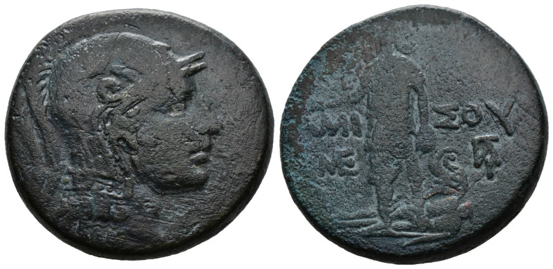 PONTOS, Amisos. Circa 109-89 BC. AE. 
 Head of Athena right, wearing triple-cres...