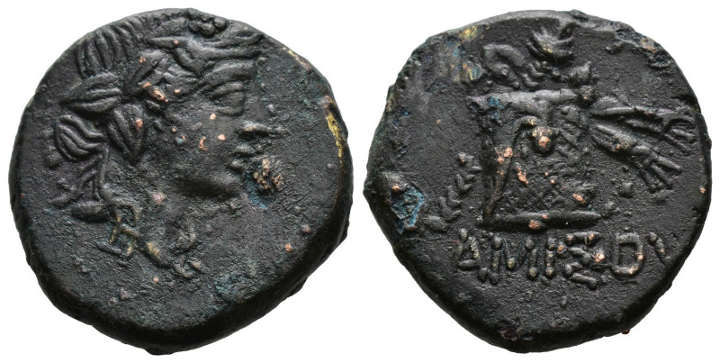 Pontos Amisos. AE. 105-65 BC. 
Head of Dionysos right, wearing ivy-wreath. 
Rev....