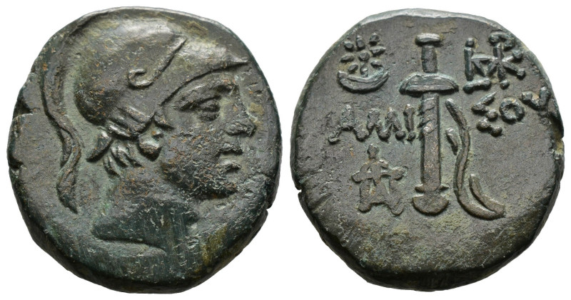 PONTOS, Amisos. Time of Mithradates VI Eupator. Circa 85-65 BC.AE. 
 Helmeted he...