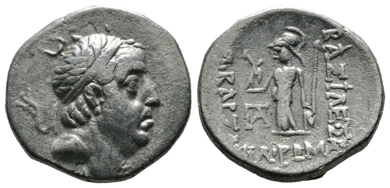 Kings of Cappadocia. Ariobarzanes I Philoromaios (96-63 BC). AR Drachm 
 Diademe...