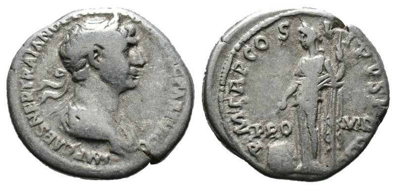 Trajan AR Denarius. Rome, 116/7. 
Laureate and draped bust right
Rev: Providenti...