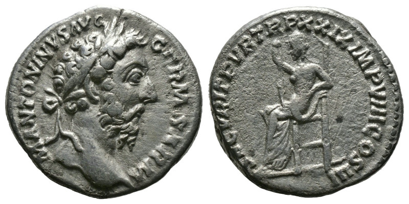 MARCUS AURELIUS (161-180). AR Denarius. Rome. 
Laureate head right. 
Rev. Securi...