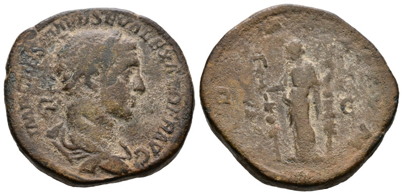 SEVERUS ALEXANDER, 222-235 AD. AE Sestertius 
 Laureate draped bust / Fides stan...