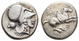 Griechen Corinthia
Korinth AR Stater 400/350 v.u.Z. mit altem Sammlungszettelchen ex Hirsch 8.22 g. ss-