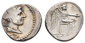 Römer Republik
M. Porcius Cato, 89 v.u.Z. AR Denar 89 v.u.Z. Rom mit altem Sammlungszettelchen Syd. 596 ex Tietjen 3.97 g. ss-/vz-