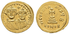 Byzanz
Heraclius, 610-641 AV Solidus Avers Büste des Heraclius und des Heraclius Constantinus, Revers Kreuz auf drei Stufen Sear 743 4.18 g. sehr sel...