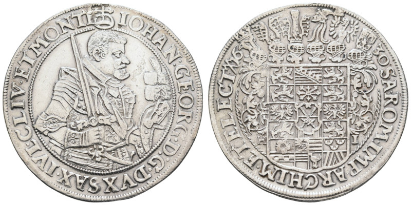 bis 1799 Sachsen
Johann Georg I., 1615-1656 Taler 1630 kl. Henkelspur, Feld bea...