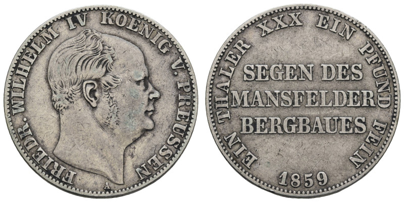 1800 bis 1871 Preußen
Friedrich Wilhelm IV., 1840-1861 Ausbeutetaler 1859 Kopf ...