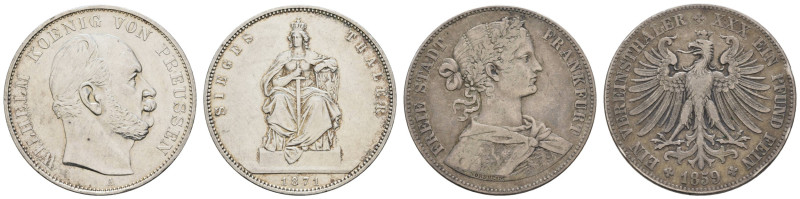 1800 bis 1871 Preußen
Wilhelm I., 1861-1888 Taler 1871 A Siegesthaler, dazu Fra...