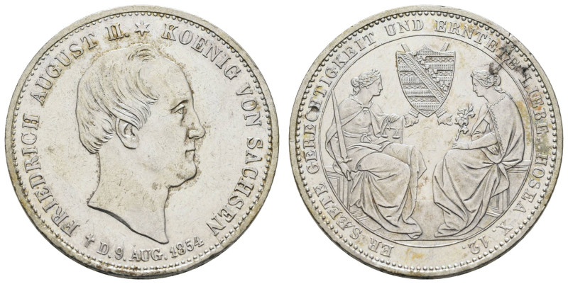 1800 bis 1871 Sachsen
Friedrich August II., 1836-1854 Taler 1854 Auf den Tod de...