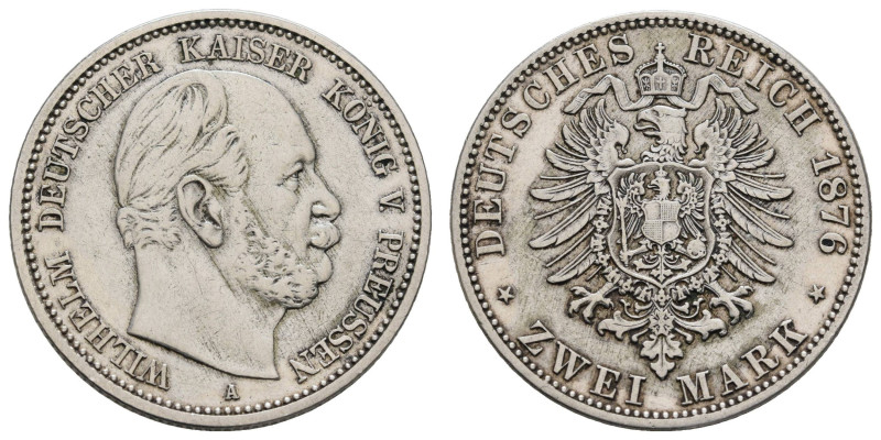 Kaiserreich Silbermünzen Preußen
Wilhelm I. 1861-1888 2 M 1876 A- Berlin gerein...