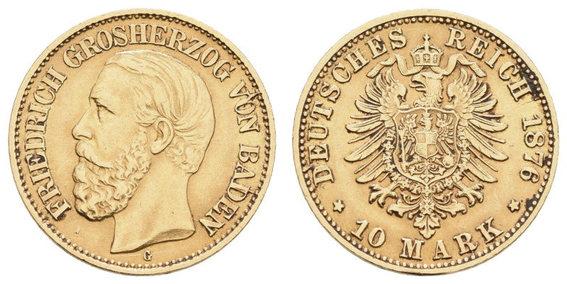 Kaiserreich Goldmünzen Baden
Friedrich I.1856-1907 10 M 1876 G Jaeger 186 3.96 ...