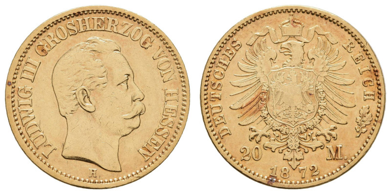 Kaiserreich Goldmünzen Hessen
Ludwig III.1848-1877 20 M 1872 H kleine Kratzer i...