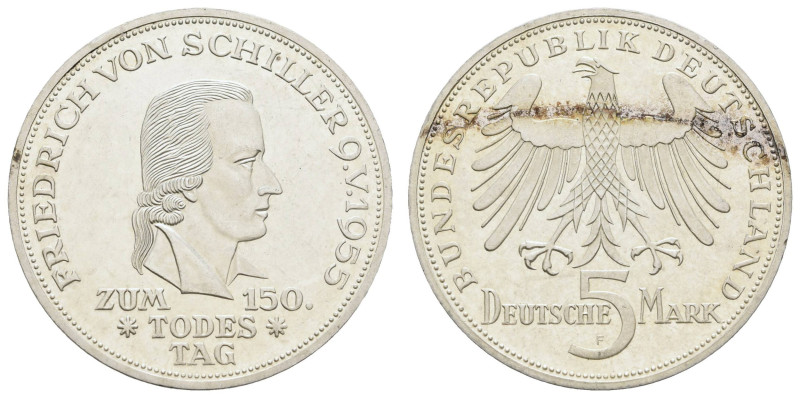 Bundesrepublik (DM)
 5 DM Gedenkmünze 1955 F Schiller. Vorzüglich aus PP. Unsch...