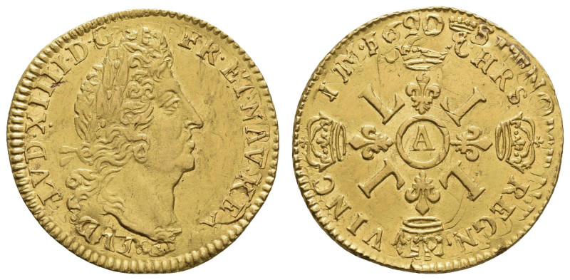 bis 1799 Frankreich
Ludwig XIV., 1643-1715 Louis d'or aux quatre L 1690 (?) A-P...