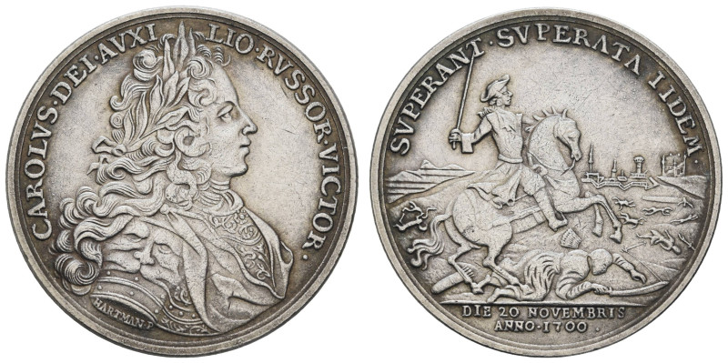 bis 1799 Schweden
Karl XII., 1697-1718 1700 Silbermedaille von Carl Gustaf Hart...