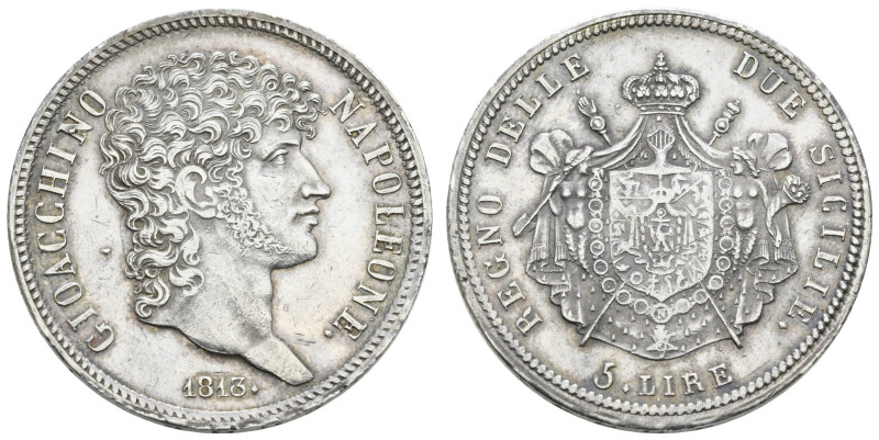 ab 1800 Italien-Sizilien
Joachim Murat, 1808-1815 5 Lire 1813 Napoli quasi präg...