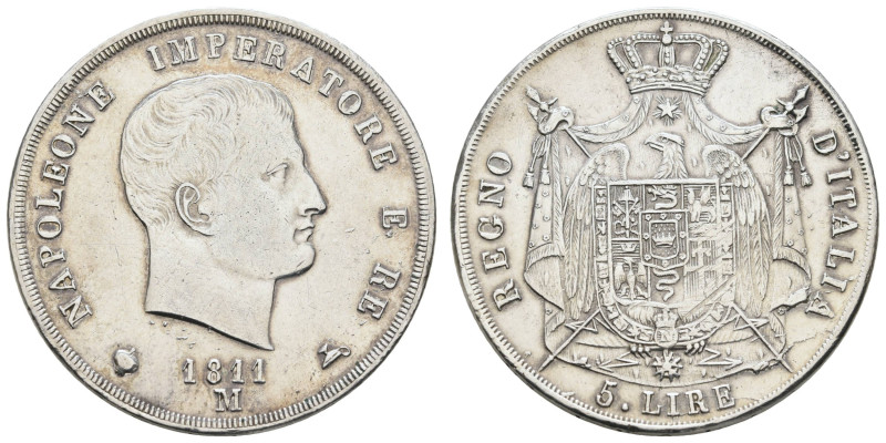 ab 1800 Italien
Königreich, Napoléon I., 1804-1815 5 Lire 1811 Mailand Weit übe...