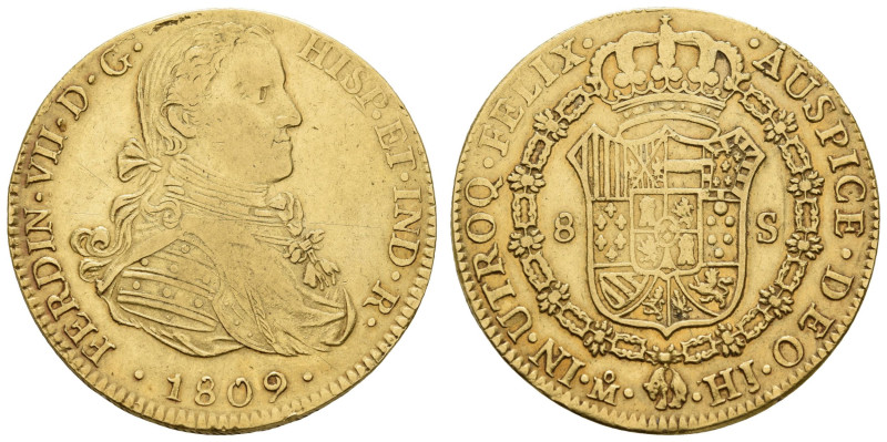 Mexiko
Fernando VII., 1808-1821 8 Escudos 1809 Mexico City Variante mit ET-IND ...