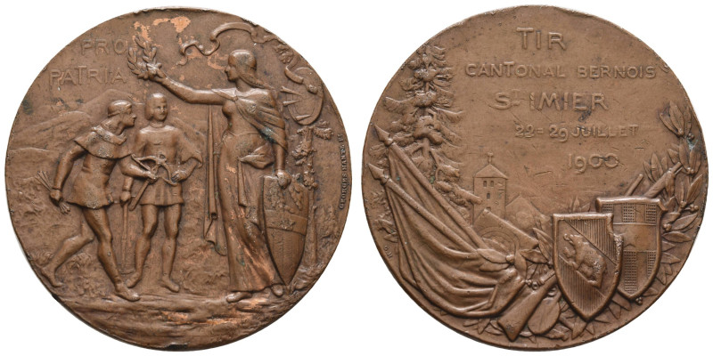 Sonstige Medaillen Europa
Schweiz 1900 Kupfer Schützenmedaille "Tir cantonal be...