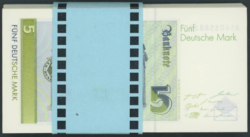 Deutschland Bundesrepublik
 5 Deutsche Mark 1.8.1991 Origunalbündel zu 100 Stüc...