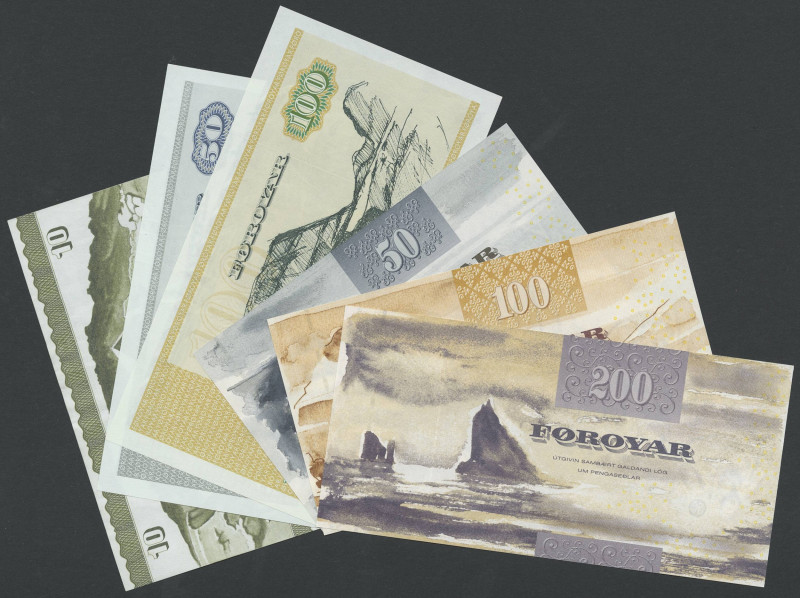 Ausland Färöer
 10 Kroner 1974, 50,100 Kroner 1994, 50,100,200 Kroner 2001-2003...