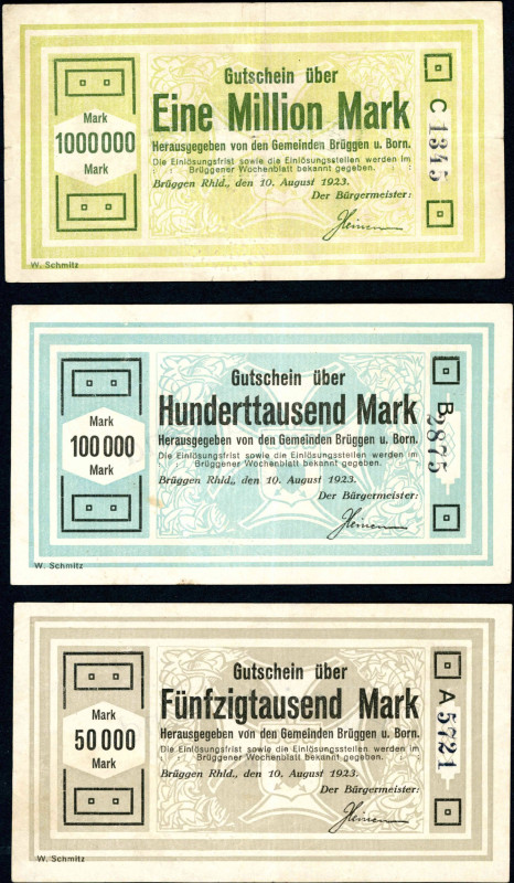 Deutschland Städtisches Notgeld
 Brüggen, Gemeinde (mit Born), 50000,100000, 1 ...