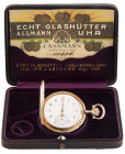 J. Assmann Deutsche Anker- Uhren- Fabrik Glashütte in Sachsen, 585er Sprungdeckel-Taschenuhr No. 17896 in feiner Erhaltung, separate Sekundenanzeige b...