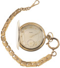 Taschenuhr Ankra - Verkaufsgemeinschaft deutscher Uhrmacher, Lünette ca. 47 mm., 78,42 g. brutto, dazu passendes Band unbekannter Goldlegierung mit 16...