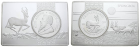 Südafrika, 1 Silberkrügerrand in versilbertem Motivbarren, 2022, Rand Refinery Mint, in Originalkapsel mit CoA im Originaletui, nur 5.000 Stück gepräg...
