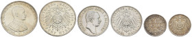 Kaiserreich Silbermünzen Allgemein
 kleines Lot aus über 25 Münzen, von 1/2 Mark bis 5 Mark, darunter 9 x 3 Mark (Preußen und Sachsen) und 1 x 5 Mark...