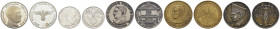III. Reich
 Lot aus fünf Münzen, bestehend aus 5 Mark Stücken und Hitler Personenmedaillen, davon eine Sammleranfertigung, darunter 5 Reichsmark von ...