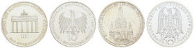 Bundesrepublik (DM)
 10 DM, komplettes Lot Silbergedenkmünzen von 1987-2001, alle Prägestätten. Das meiste in PP. Stellenweise mit schöner Patina. In...