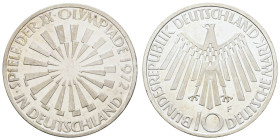 Bundesrepublik (DM)
 schönes Lot aus 19 Münzen aus der BRD und der DDR von 1950 bis 1973, teilweise gekapselt, darunter 10 Deutsche Mark von den olym...