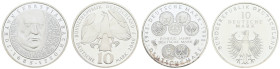 Bundesrepublik (DM)
 10 DM, komplettes Lot Silbergedenkmünzen in sauberer Sammlerkassette nebst fünf Olympiagedenkmünzen. Das meiste in PP. 42 Stück....