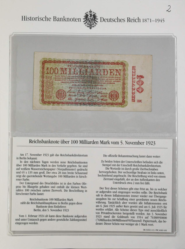 Deutschland
 historische Banknoten des Deutschen Reiches, 4 Alben mit ca. 187 B...