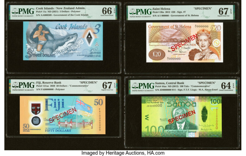 Cook Islands, Fiji, Saint Helena & Samoa Group Lot of 4 Examples PMG Superb Gem ...