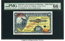 Gibraltar Government of Gibraltar 10 Shillings 1.5.1965 Pick 17s Specimen PMG Gem Uncirculated 66 EPQ. One POC. 

HID09801242017

© 2022 Heritage Auct...