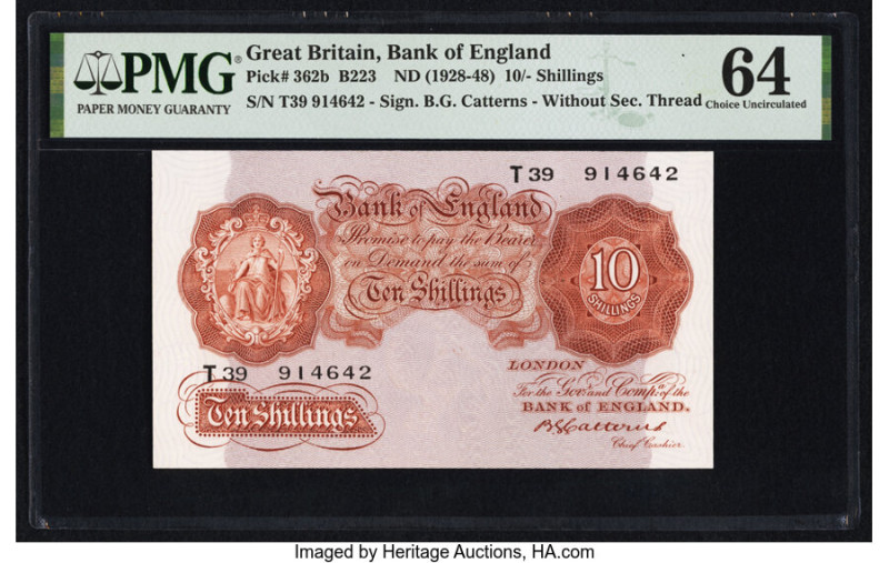 Great Britain Bank of England 10 Shillings ND (1928-48) Pick 362b PMG Choice Unc...