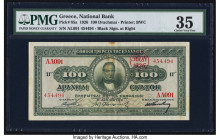Greece National Bank of Greece 100 Drachmai 1926 Pick 85a PMG Choice Very Fine 35. Stains are noted on this example. 

HID09801242017

© 2022 Heritage...