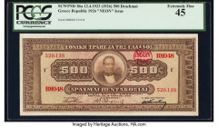 Greece Greece Republic 500 Drachmai 12.4.1923 (1926) Pick 86a PCGS Extremely Fine 45. Neon issue. 

HID09801242017

© 2022 Heritage Auctions | All Rig...