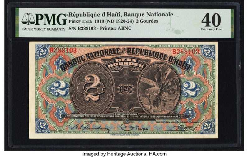 Haiti Banque Nationale de la Republique d'Haiti 2 Gourdes 2.5.1919 (ND 1920-24) ...