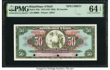 Haiti Banque Nationale de la Republique d'Haiti 50 Gourdes 1919 (ND 1964) Pick 188s Specimen PMG Choice Uncirculated 64 EPQ. Unlisted in the Standard ...