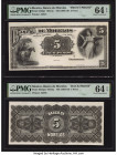 Mexico Banco de Morelos 5 Pesos 1903 Pick S345p1; S345p2 Front and Back Proof PMG Choice Uncirculated 64 EPQ (2). 

HID09801242017

© 2022 Heritage Au...