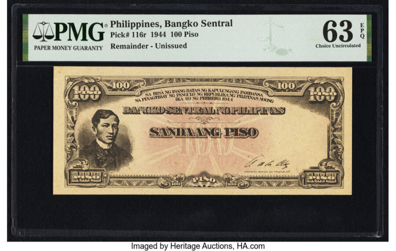 Philippines Philippine National Bank 100 Piso 29.2.1944 Pick 116r Remainder PMG ...