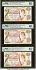 Saint Helena Government of St. Helena 20 Pounds ND (1986) Pick 10a Five Examples PMG Gem Uncirculated 65 EPQ (5). Two Consecutive sets are present in ...