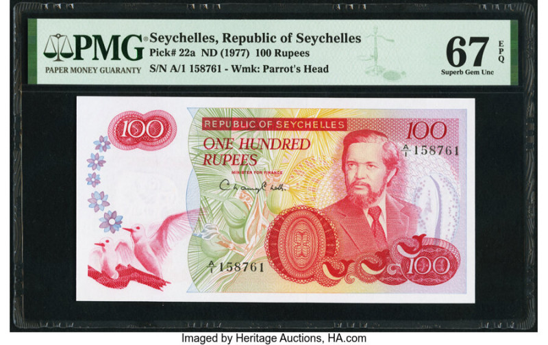 Seychelles Republic of Seychelles 100 Rupees ND (1977) Pick 22a PMG Superb Gem U...